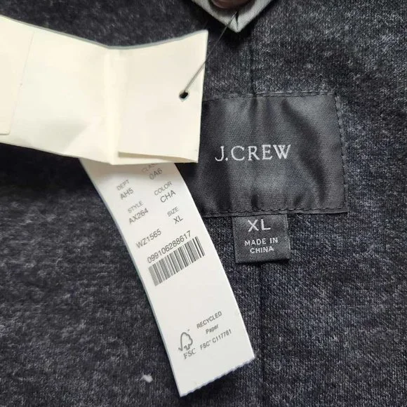 New men's XL J Crew slim fit knit suit jacket in wool-cotton blend Charcoal